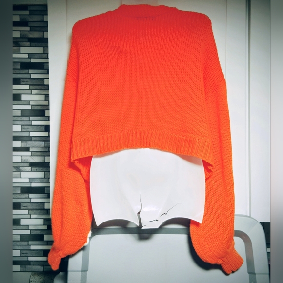 Shein 3D Floral Applique Bishop Sleeve Crochet Cardigan Sz-M - Picture 3 of 3